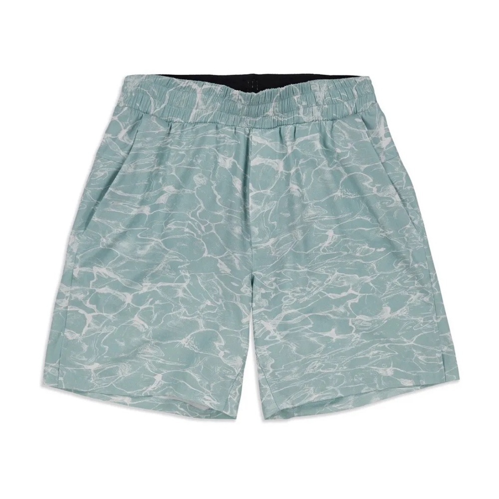 Lululemon Channel Cross Swim Shorts 7" Mens Medium Aqua Lined Athletic Hybrid